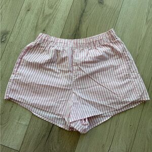 Hollister Pink and White Striped Shorts